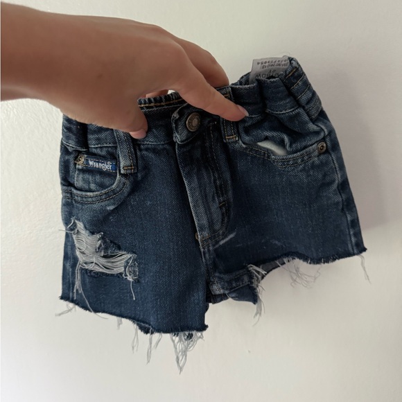 Wrangler Distressed Denim Shorts - Blue - Picture 1 of 5
